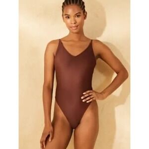 Wild Fable NWT One-Piece Swimsuit Low Back Tie Brown - Size Large